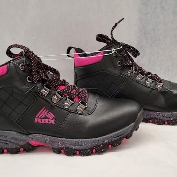 RBX Women's Vandal 2 EF8093 Black Pink Leather Lace Up Ankle Hiking Boots Sz 7.5 - Picture 2 of 7